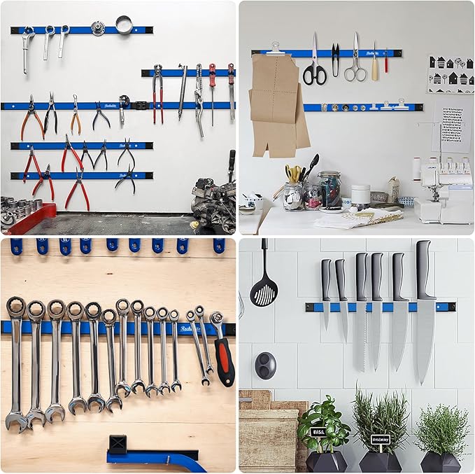 6 Pieces 24" Magnetic Tool Holder Strip, Metal Tool Organizer Rack - Image 6