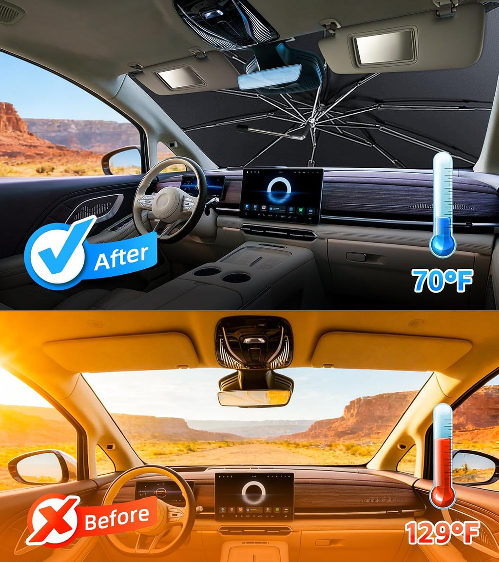 Windshield Sun Shade Umbrella for Chevrolet Traverse 2018-2026 – Nano-Coated Heat-Reflective Front Window Shade, Umbrella Sunshade Cover Blocks Heat, Protects Interior, Vehicle-Specific Precision Fit