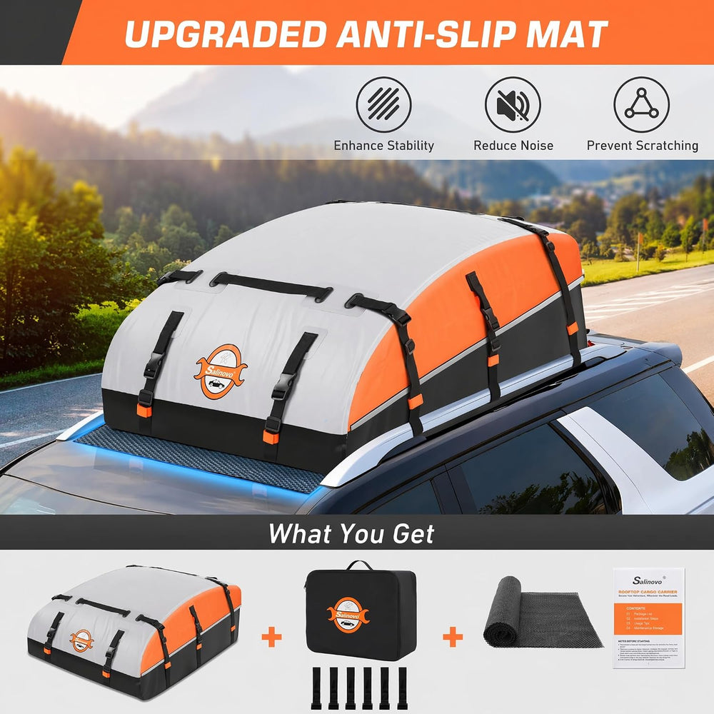 Sailnovo Rooftop Cargo Carrier Bag 21 Cubic, 1000D PVC Waterproof Vehicle Sof...