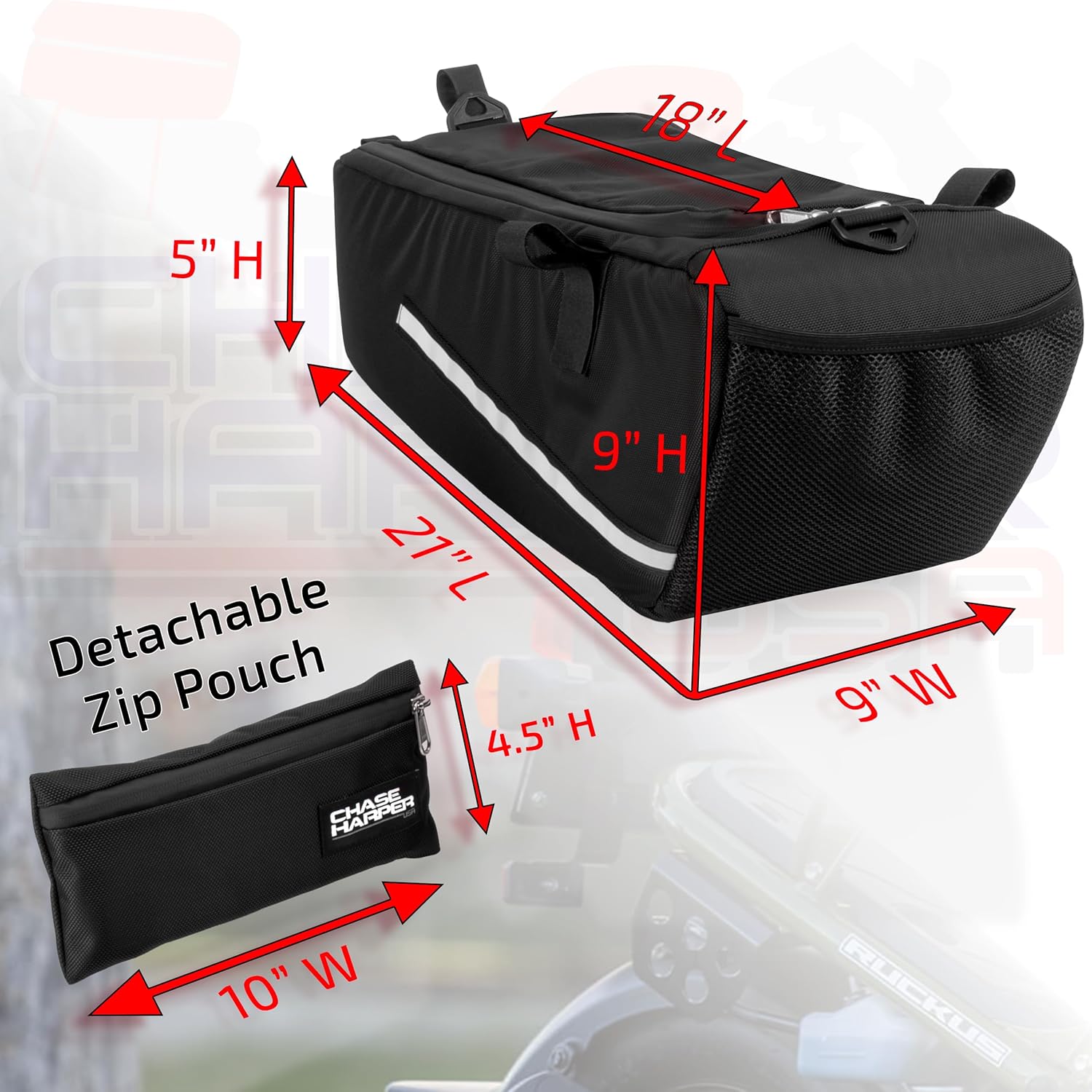 Chase Harper USA - Ruckus 5000 Under The Seat Bag - Compatible with All Ruckus Model Years With Stock Frame - Water and Tear-Resistant, Industrial Grade Ballistic Nylon – Black