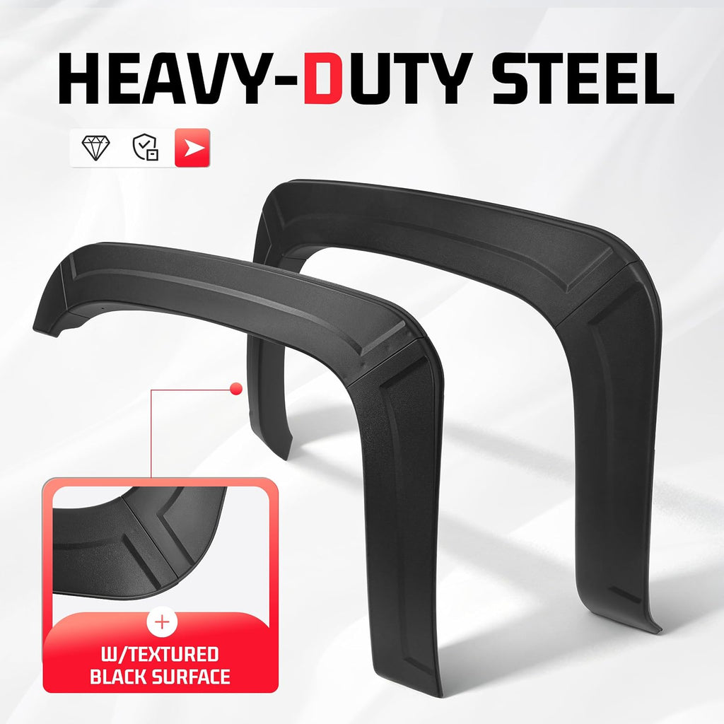 ALMULOO 4Pcs Fender Flares Compatible with 2007-2013 Chevy Chevrolet Silverado 1500 Standard Cab/Extended Cab Wheel Arch Covers Plastic(PP) Textured Black