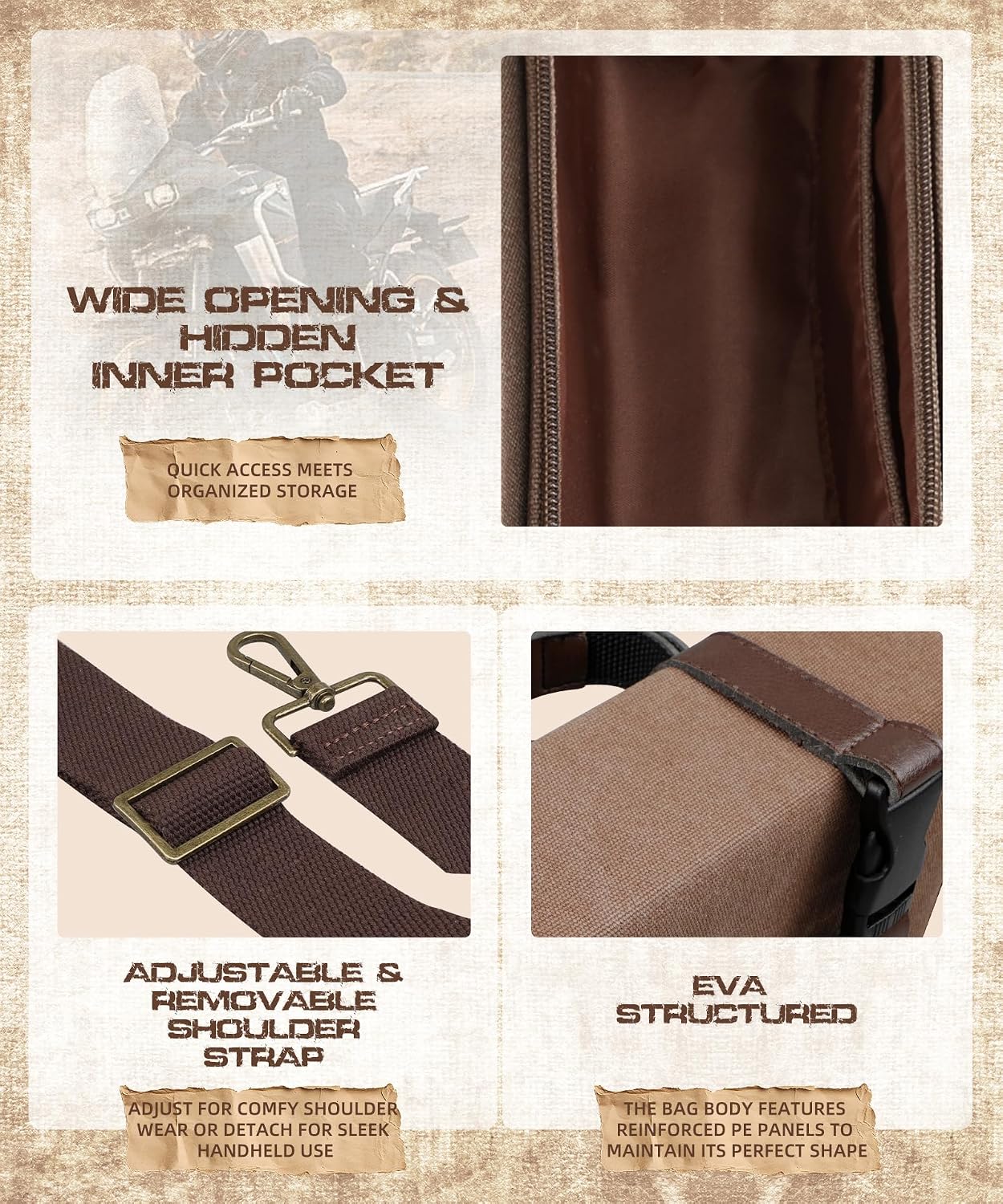 NICECNC Motorcycle Handlebar Bag Universal Canvas Motorcycle Tool Bag for Front Fork Sissy Bar Storage Pouch Dyna Softail Sportster Scooter