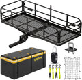 KAIRAY 500 Lbs Heavy Duty Hitch Mount Cargo Carrier 60"x24"x14.4" Folding Rear Luggage Rack Basket Fits 2" Receiver for Car SUV Camping Traveling with Stablizer Waterproof Bag Net Ratchet Straps Lock