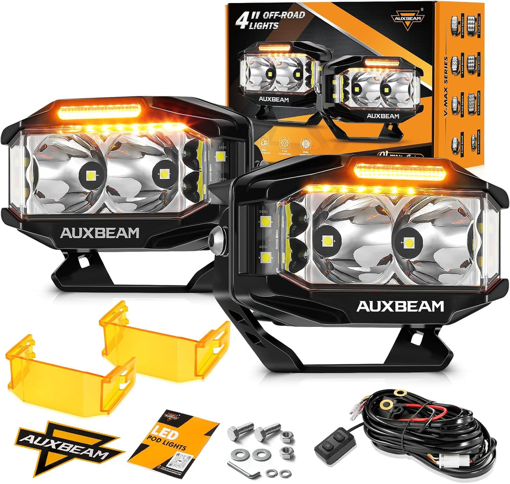 auxbeam v-max series 4'' cube led light pod, main product view