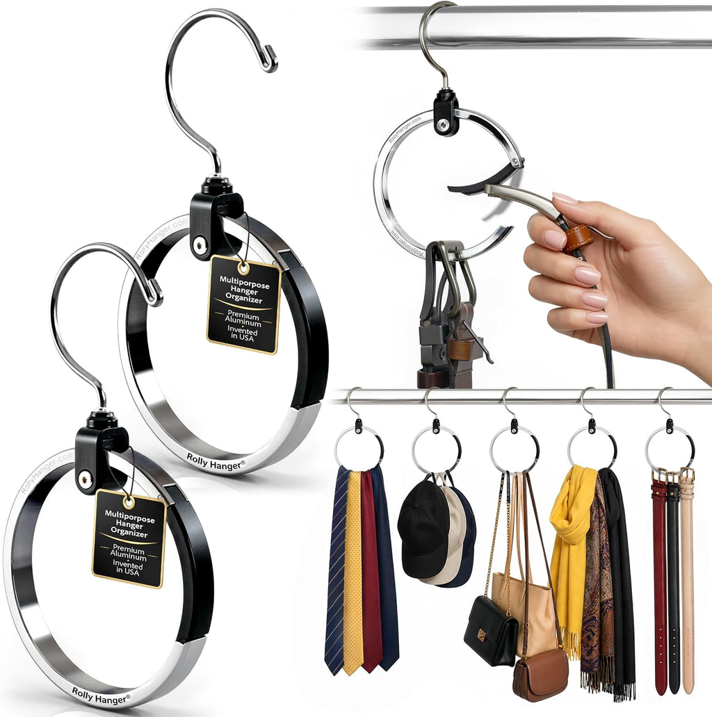 rolly hanger® premium closet organizer, rotating aluminum ring, main product view
