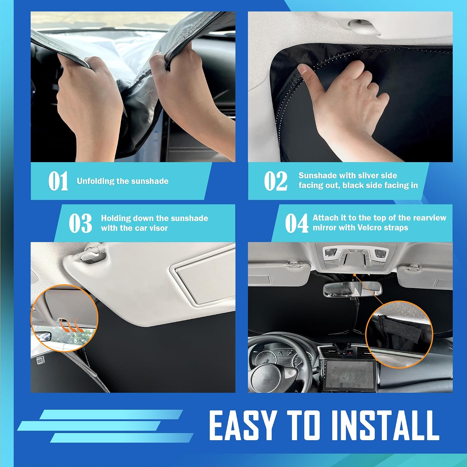 Windshield Sunshade for Jeep Grand Cherokee 2011-2025 2026 Front Window Sun Shade Custom Sunscreen Double Layers Design