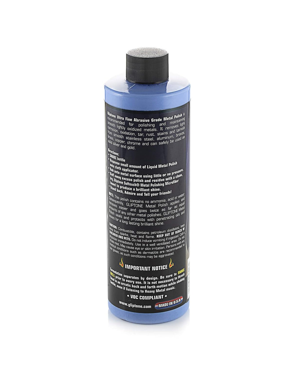 Gliptone Liquid Metal Polish, Ultra Fine Grade, 16 Fl Oz, Restores & Protects Aluminum, Stainless Steel, Billet, Diamond Plate, Bronze, Brass, Chrome, Silver, Gold & Copper
