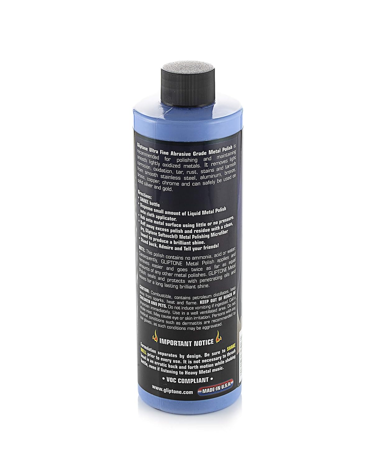 Gliptone Liquid Metal Polish, Ultra Fine Grade, 16 Fl Oz, Restores & Protects Aluminum, Stainless Steel, Billet, Diamond Plate, Bronze, Brass, Chrome, Silver, Gold & Copper