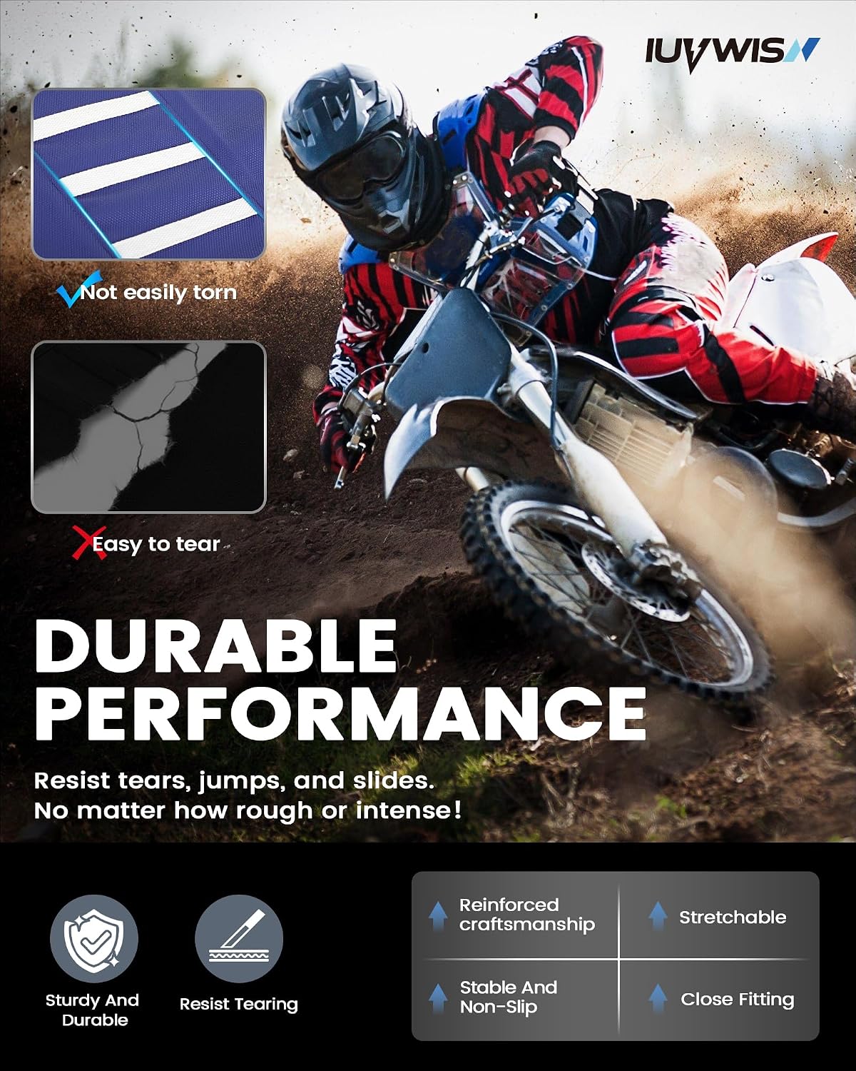 Dirt Bike Universal Seat Cover Non-Slip Gripper Soft Motorcycle Seat Covers for CRF YZF YZ EXC SX KLX KX TTR Most Motocross Blue