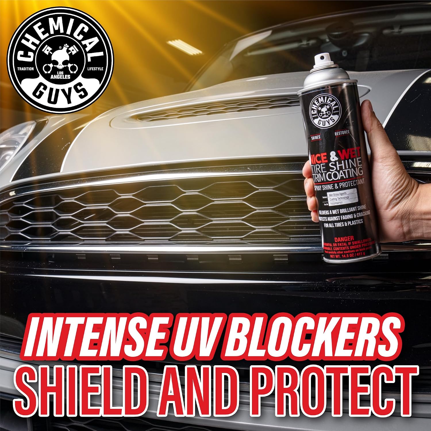 Chemical Guys TVDSPRAY101 Nice & Wet Tire Shine Trim Coating for Rubber, Plastic and Vinyl, Safe for Cars, Trucks, SUVs, Motorcycles, RVs & More, 14.5 fl oz
