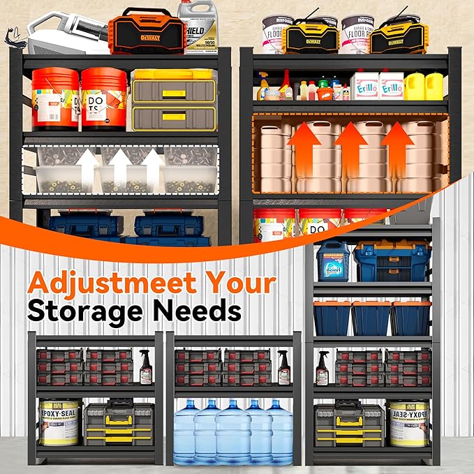 Adjustable 5-Tier Garage Shelving, Heavy Duty Steel Storage Shelves, High Load - Image 8