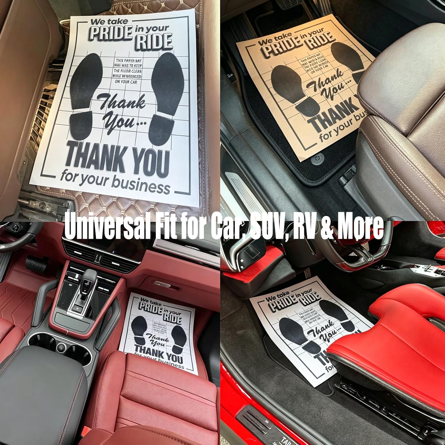100Pcs Paper Floor Mats for Cars, Paper Mats for Car Detailing, Disposable Floor Mats for Repair & Wash - White Vehicle Interior Protection 16x20 Inch