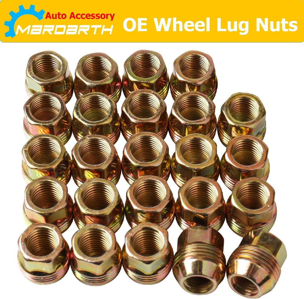 Set of 24, 14mmx1.5 OEM Factory Wheel Lug Nuts Replacement for Sliverado Sierra 1500 Yukon Avalanche Suburban Express 1500 C1500 K1500 Escalade Traverse Yukon M14x1.5 Studs 6 Lug Wheel