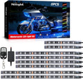Nilight 8PCS Motorcycle RGB Led Light Kit Waterproof Multi-Color Atmosphere Lights Lamp with 4Key RF Wireless Remote for Harley Davidson Honda Kawasaki Suzuki, 2 Years Warranty (TL-42)