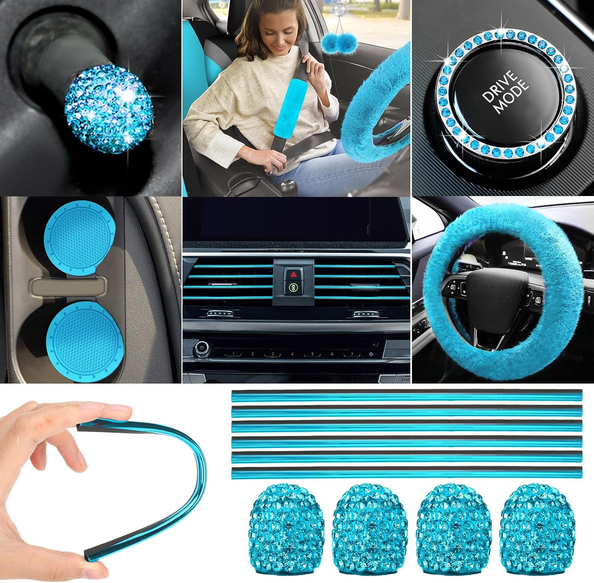 roceei 43 pcs car seat cover full set showing dimensions