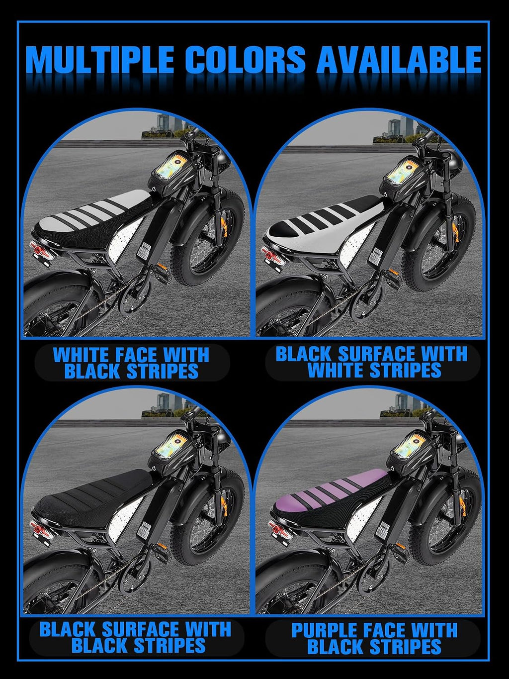 EBike Seat Cover Non-Slip Compatible Fit for Ridstar Q20/Q20 Pro Lite E Bike, Electric Bike Soft Seat Cover White