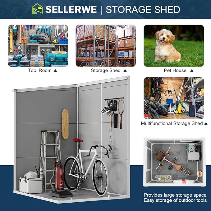 5x4 FT Small Resin Shed, Waterproof Outdoor Shed - Image 5
