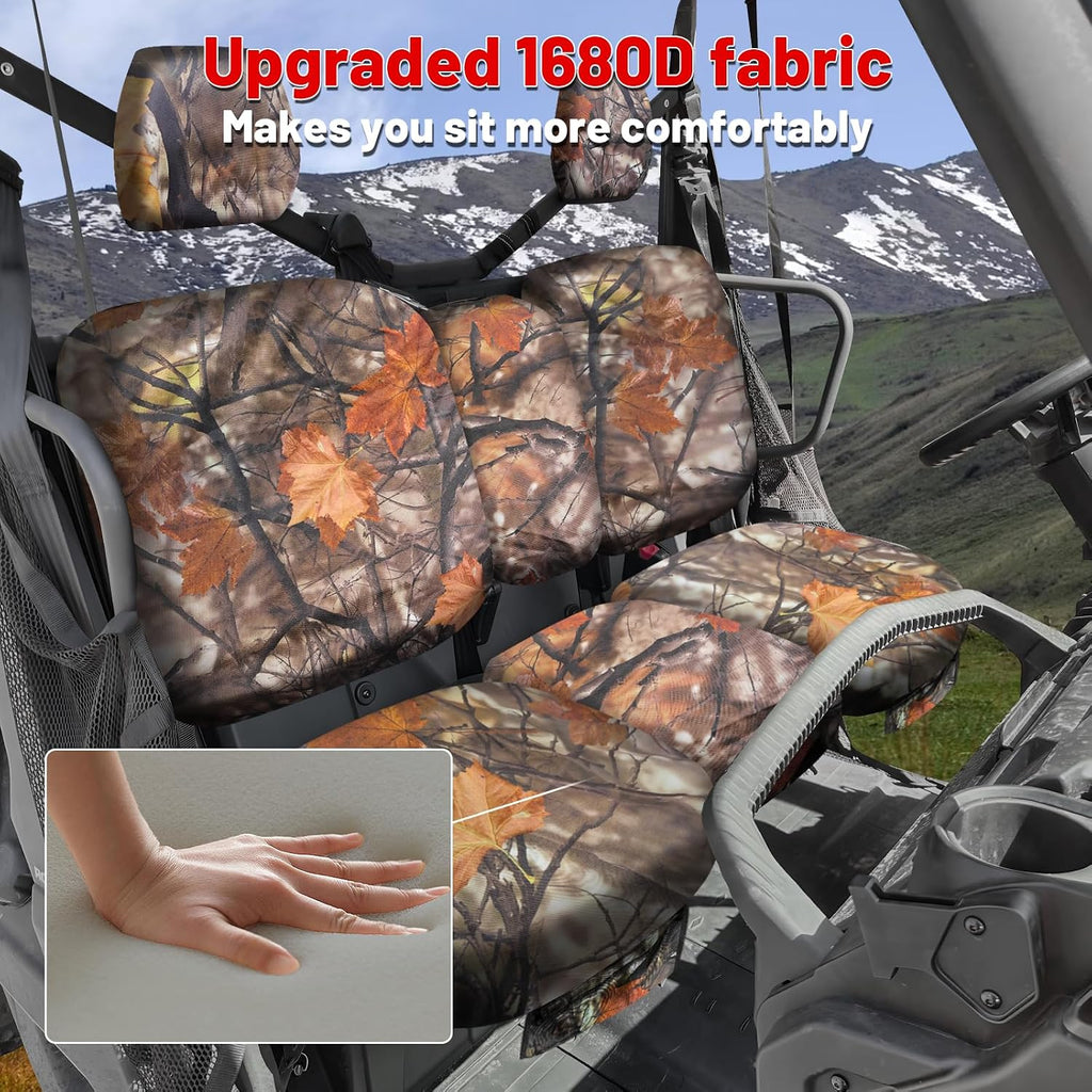 StarknightMT UTV Defender Seat Cover Compatible with Can Am Defender DPS MAX 6X6 PRO 2016-2025 Oxford Split Bench Seat Covers Accessories (Maple Leaf Yellow)