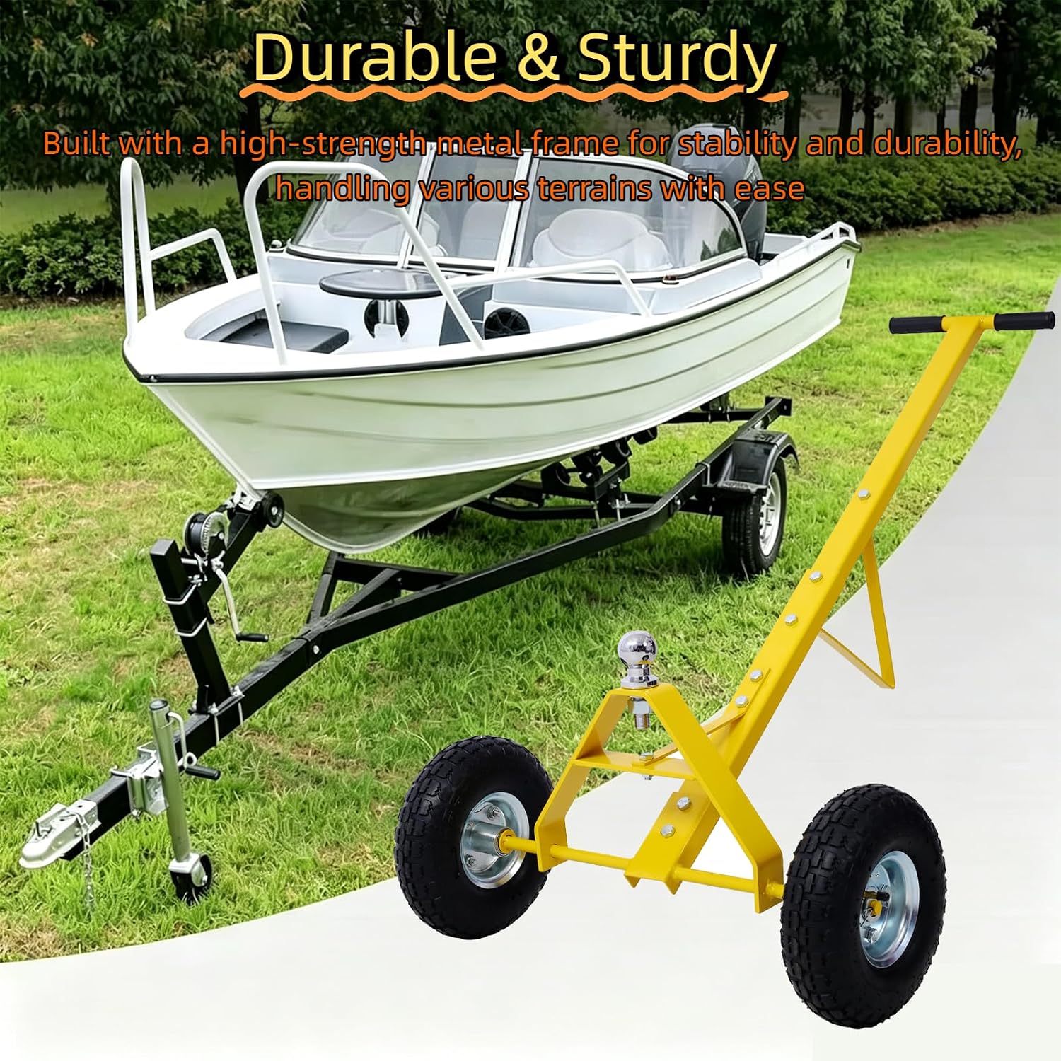 Trailer Dolly with 600 lb Capacity, 10" Pneumatic Tires & 1-7/8" Hitch