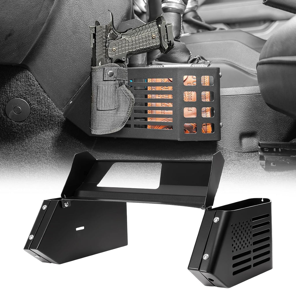 MAIKER Upgrade JL Metal Gear Shift Storage Box Center Console Hanging Box Auto Transmission Gear Tray Compatible with 2018-2025 Jeep Wrangler JL JT, US Flag