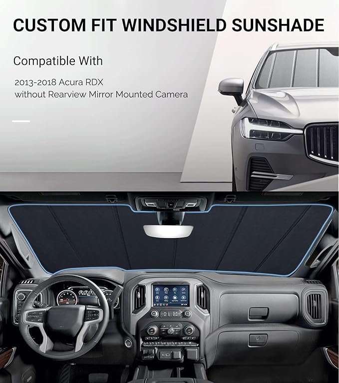 Windshield Sun Shade for Acura RDX 2013-2018, Front Window Sunshade, 6 Layers - Image 2
