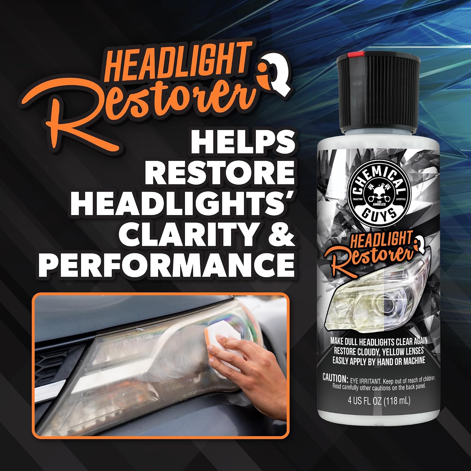 Chemical Guys Headlight Restoration & Ceramic Kit, Complete DIY Kit for Removing Yellowing & Oxidation, Includes Restoration Compound, HydroCharge With Microfiber & Applicator