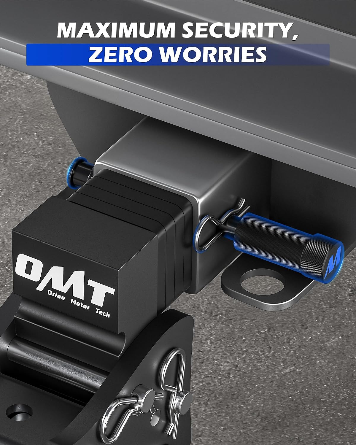 Orion Motor Tech Locking Hitch Pin, Fits 2" Receiver with 5/8" Diameter Hitch Pin Lock, Anti-Theft Steel Hitch Pin Lock with Key for Class III IV Hitches, Anti-Rattle Trailer Hitch Pin with O-Rings