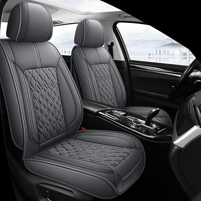 Pariitadin Leather Car Seat Covers Front Pair, Waterproof Breathable Faux by Pariitadin