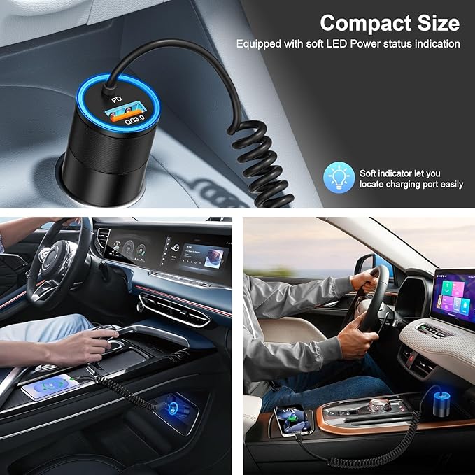 3-Pack USB C Car Charger, 38W Fast Charging Car Phone Charger+3.5FT Type C - Image 6
