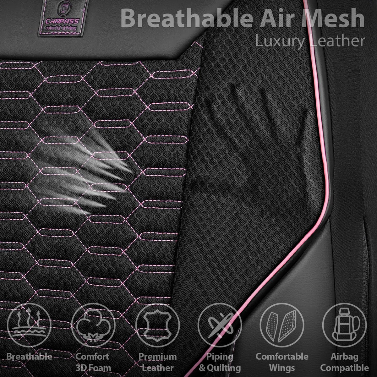 car pass 3d foam mesh leather car seat, side view