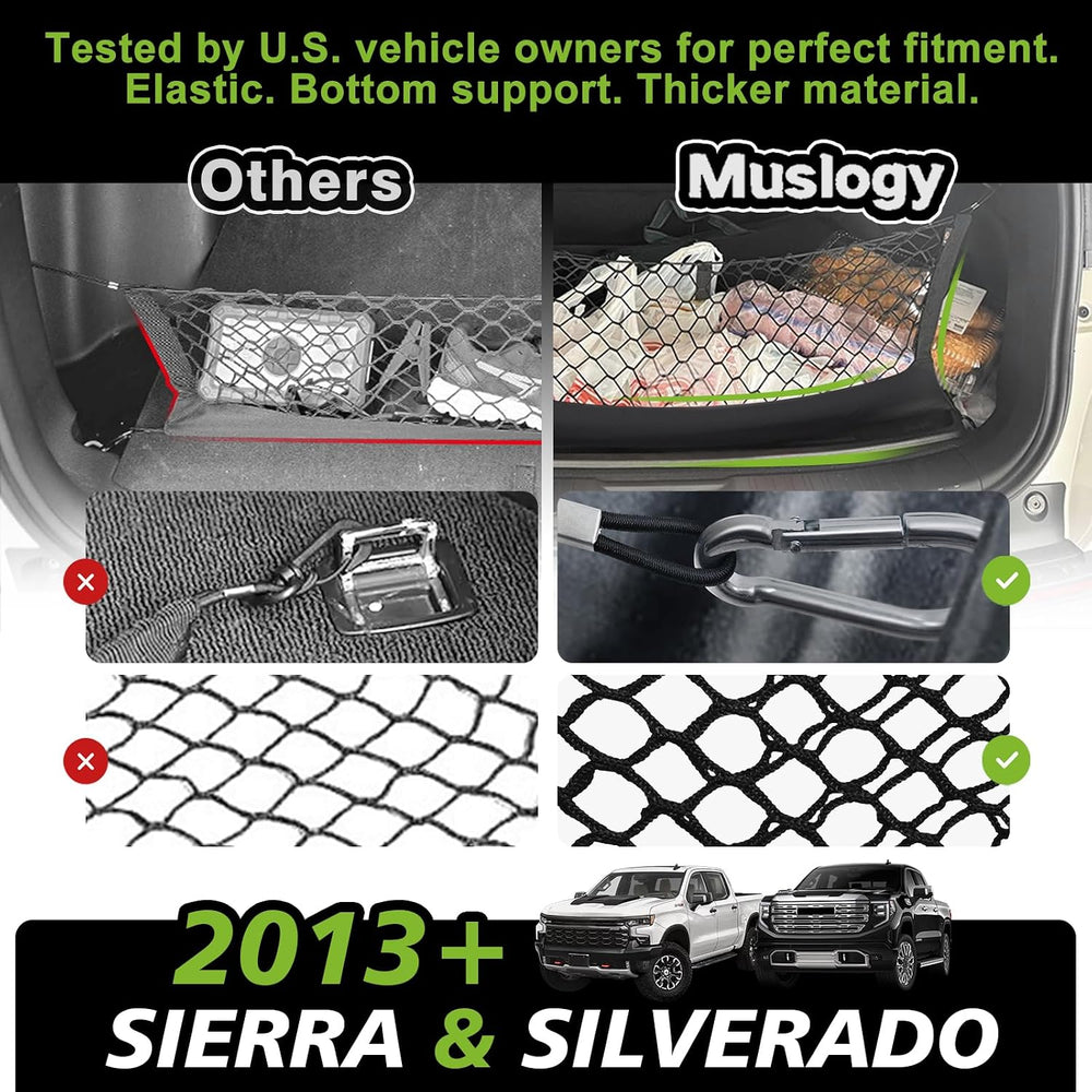 Muslogy Cargo Net for 2013-2026 Chevy Silverado GMC Sierra 1500/2500/3500HD