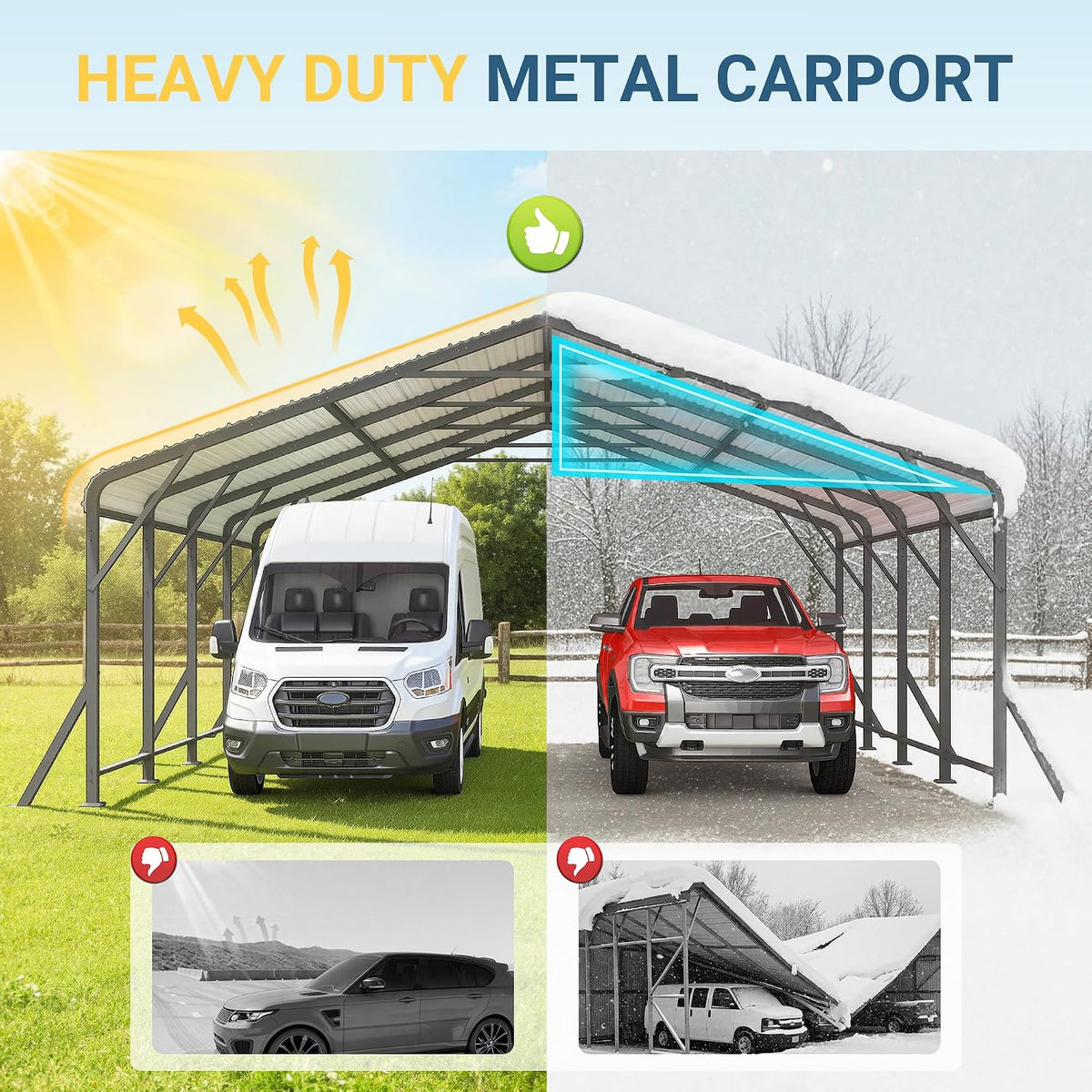 wisteria lane metal carport, carports 20x20 heavy duty, side view