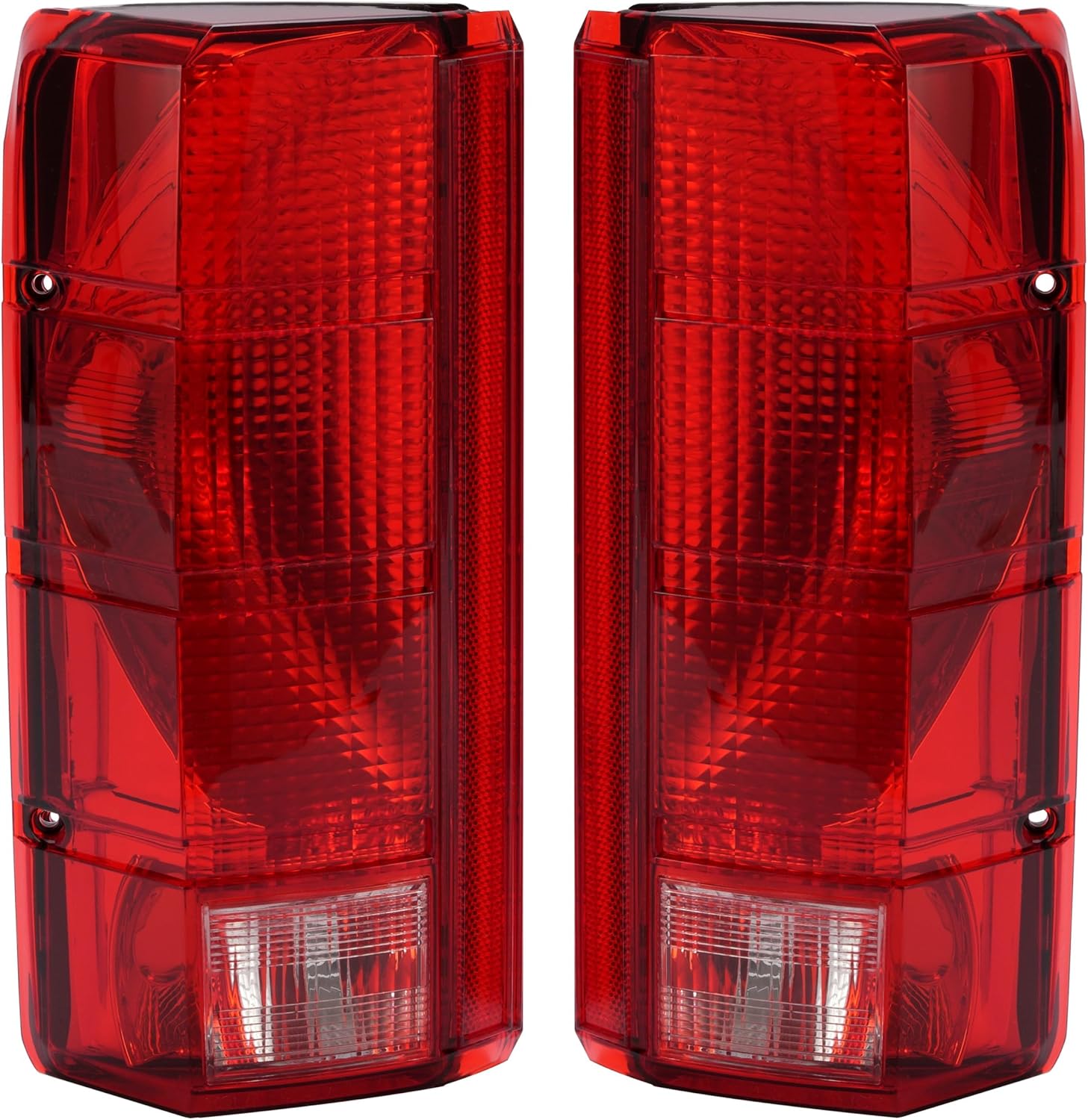 HECASA Pair Tail Light Compatible with 1980-1986 Ford F-150 F-250 F-350 Bronco F-100 Halogen Brake Lamp Taillight Replacement for E4TZ13405B FO2800103 E4TZ13404B FO2801102 Red White Lens Black Housing