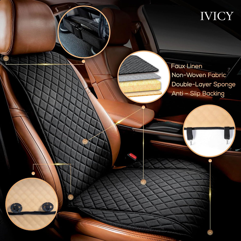 ivicy faux linen front car seat cover, seat shown in use