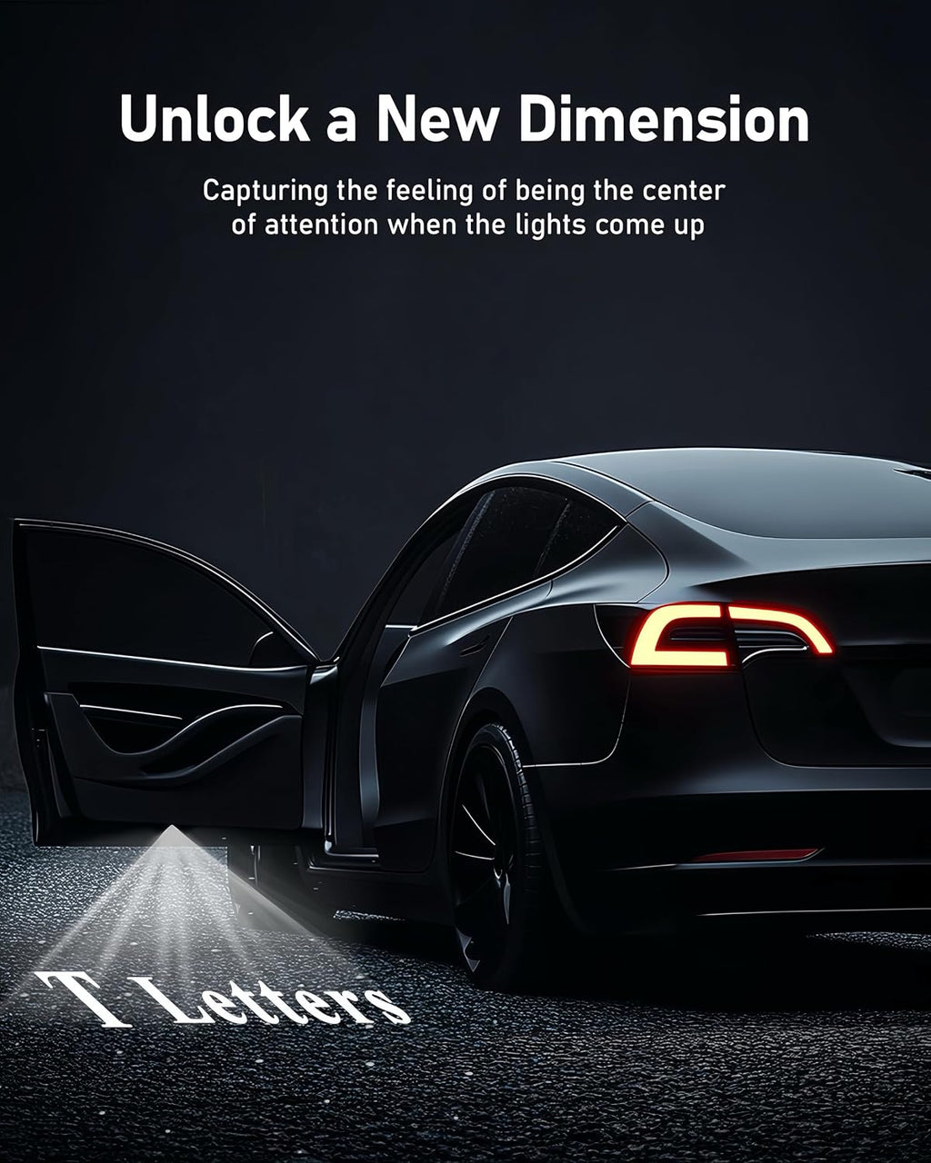 LOWEEY Car Door Lights Logo Projector, Tesla Accessories for Model Y 3 X S | 4K HD Puddle Lights Compatible with Model Y Juniper Model 3 Highland S X, Ultra-Bright No Fade 3D Laser Welcome Light(4 Pack)