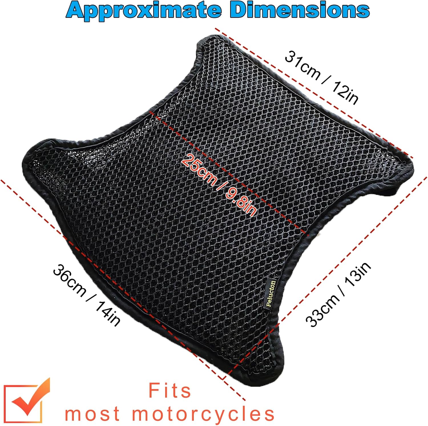 Double-Layer Motorcycle Cool Seat Cover, Universal Breathable Motorbike Mesh Seat Cushion pad, Airflow Non-Slip Motorcycle Saddle Sun Protection Cover