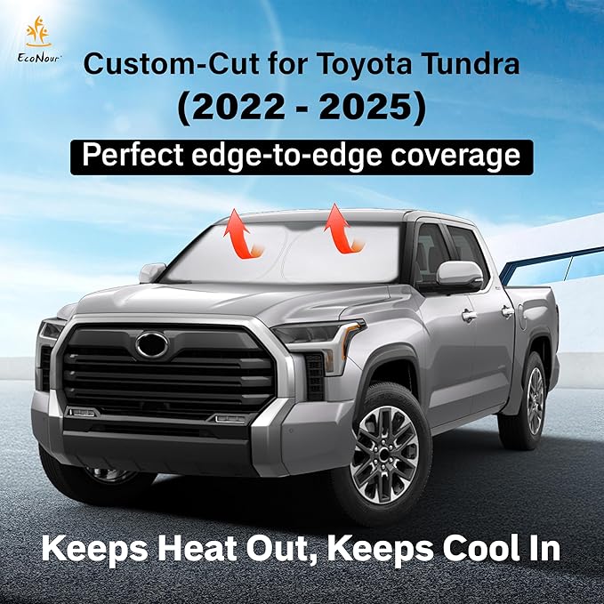 Econour Windshield Sun Shade for Toyota Tundra 2022-2025 Custom Fit Sunshade - Image 2