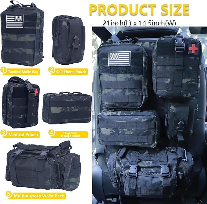 Universal Tactical Seat ​Back Organizer Vehicle Molle Panel Organizer Storage - Image 2