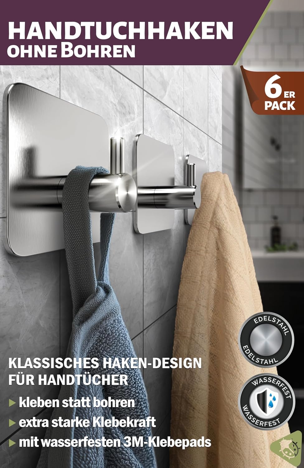 menz towel rail no drilling classic adhesive hooks shown in use
