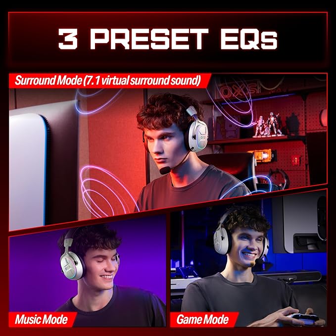 OXS Storm G2 Wireless Gaming Headsets, 7.1 Virtual Surround Sound, 3 EQ Modes - Image 5