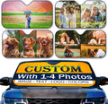 Custom Car Windshield Sun Shade Personalized Sun Visor with 1-4 Photo Design Your Own Photo Logo Text Foldable Reflective Sun Visor UV Rays Protector for Sedans SUV Trucks (1 Photo, M)