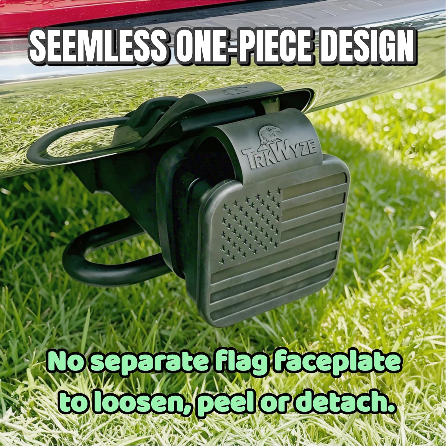 American Flag Trailer Hitch Cover for 2" Receiver, UV-Resistant Rubber Formulated to Prevent Cracking in Summer Heat, Heavy-Duty One-Piece Construction for Lasting Durability (Flag)