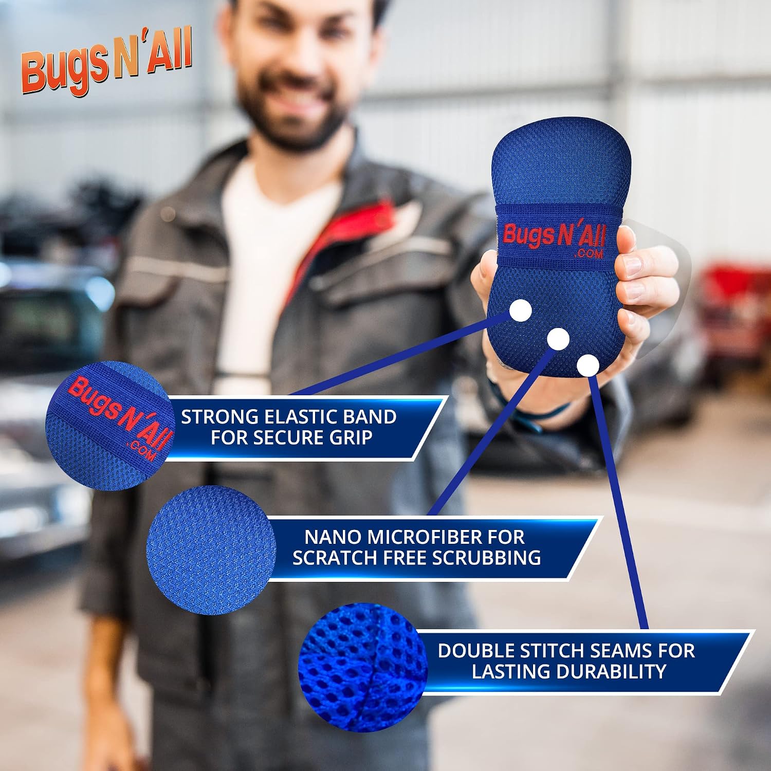 Bugs N' All Multi Surface Cleaner Spray Concentrate 32 oz. w/Empty Cleaning Spray Bottle 32 oz. & Bug Sponge for Car Washing - Mutli-Vehicle Cleaning - Bug & Tar Remover for all Vehicles