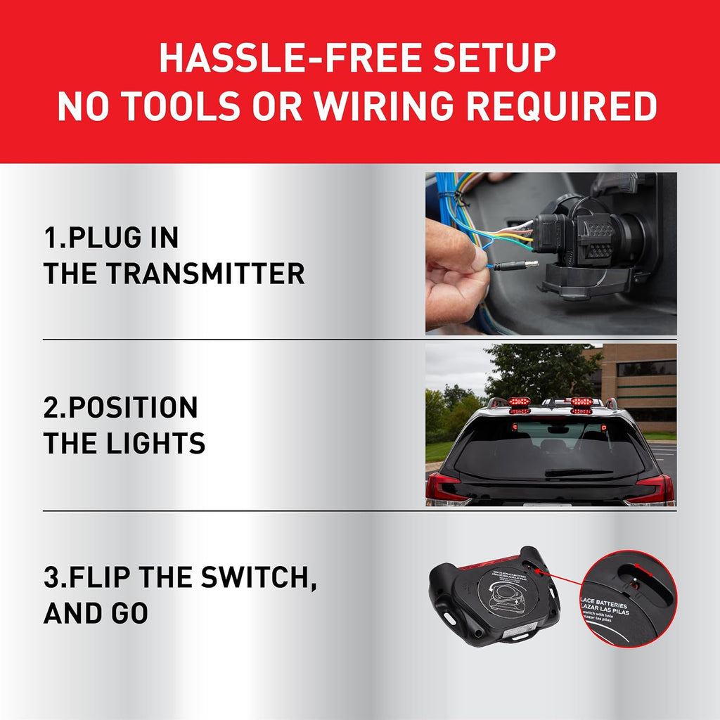 Hopkins C6305 LED Wireless Mag Towing Light with Backup, 65 ft. Wireless Light Operation, Kit of 2 Wireless LED Lights