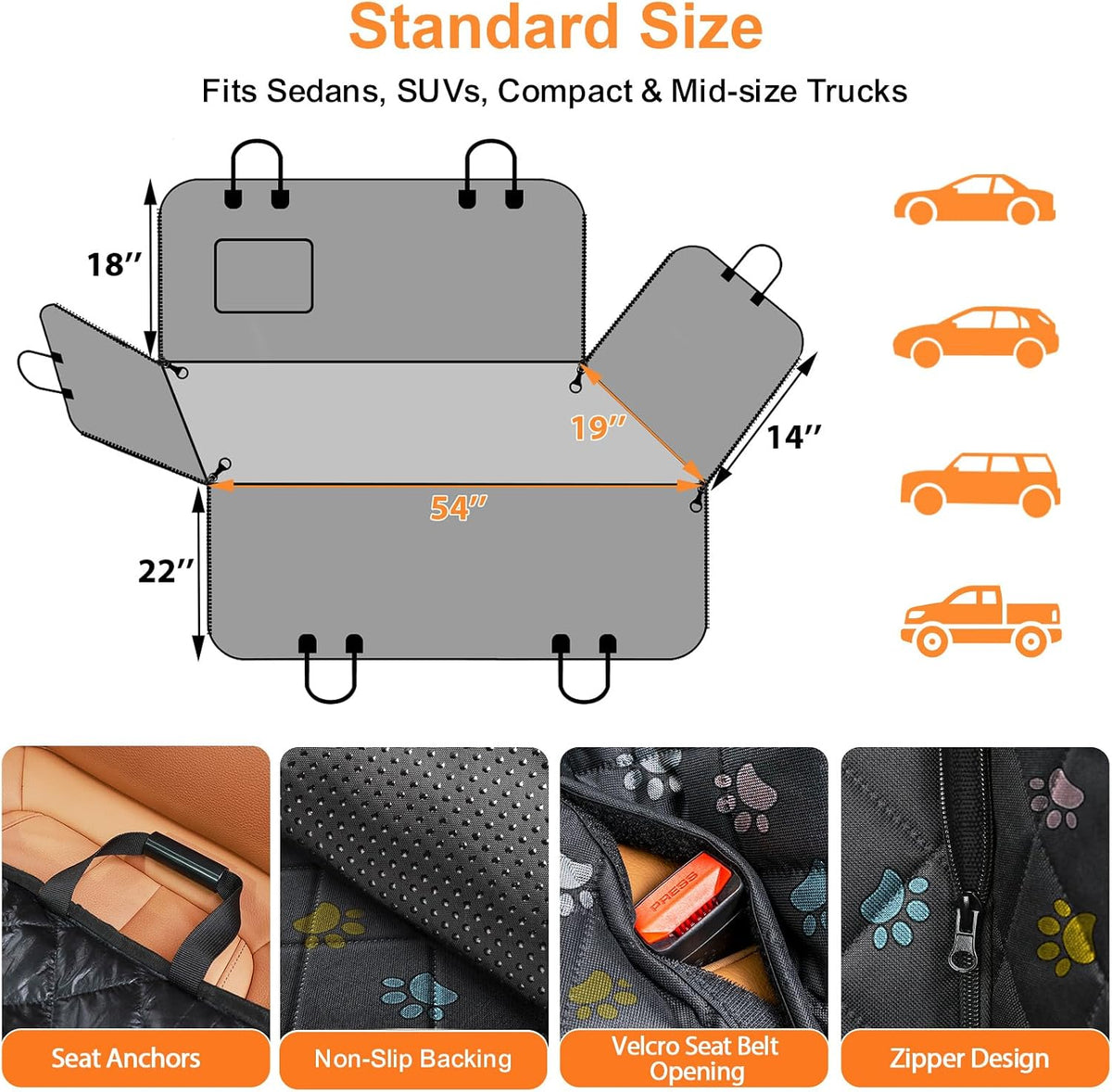 urpower dog car seat cover for back seat, package contents