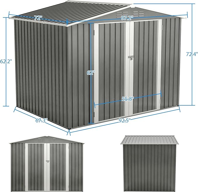 8x6 FT Outdoor Tool Storage Shed - Image 2
