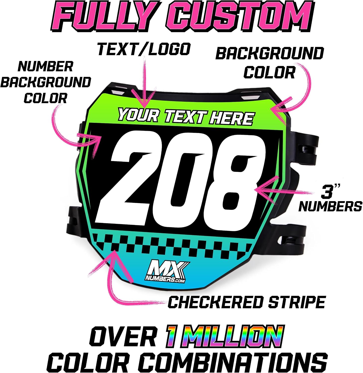 MxNumbers- Custom ODI Plate Decal with Signature Downhill Number Plate, Personalized with Your Name Number and Colors, Electric and Mountain Bike Compatible