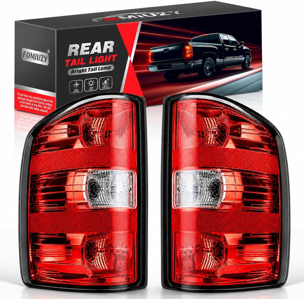 Tail Lights Assembly Fit 07-13 Chevy Silverado 1500 2007 2008 2009 2010 2011 2012 2013 2014 Chevrolet 2500 3500 HD 2500HD 3500HD Rear Brake Back Taillight Cover Left Driver Right Passenger