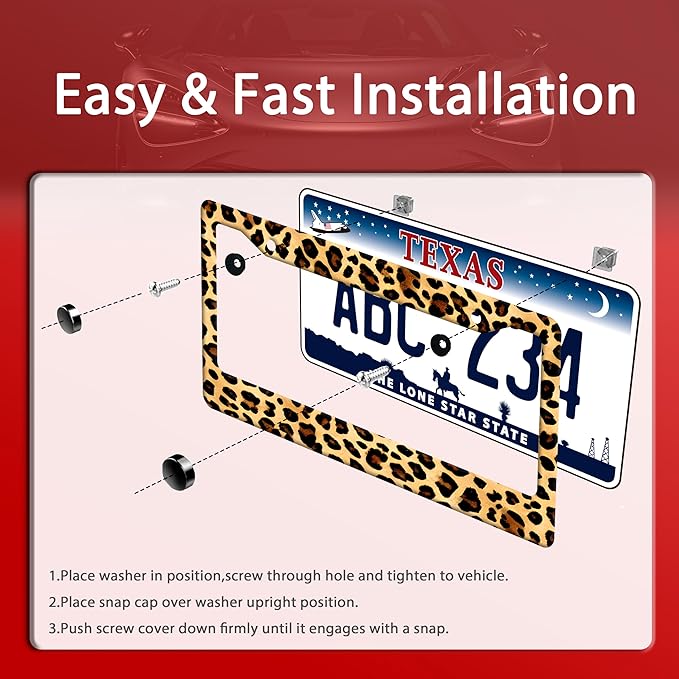 Cheetah Brown Leopard License Plate Frame Animals Print License Plate Frames - Image 3