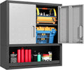 Metal Wall Cabinets with Doors and Shelves Black and Gray Garage Cabinets Wall